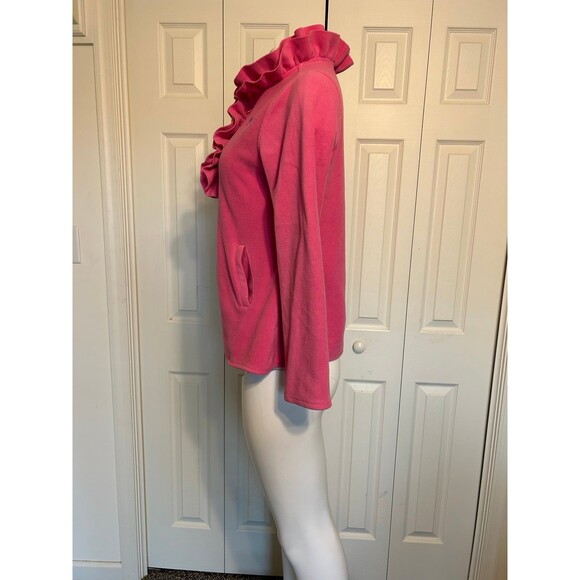 Lilly Pulitzer womens Pink Ruffle Quarter Zip Fleece Pullover Size S - Picture 4 of 9